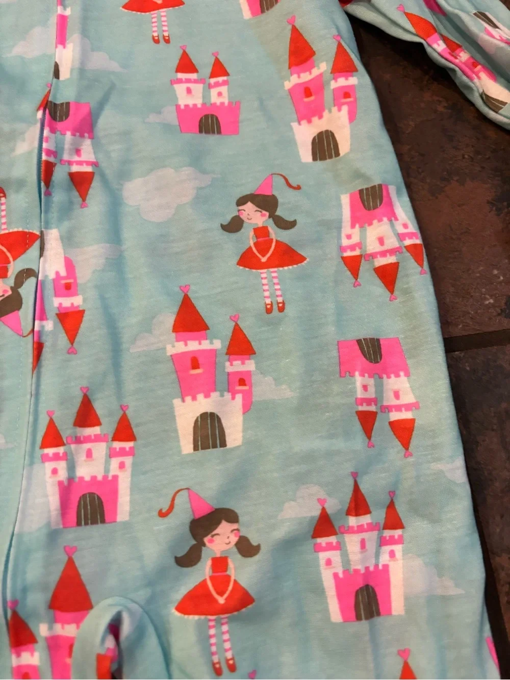 ✅Carter's Turquoise Princess & Castle Footed One-Piece Pajamas